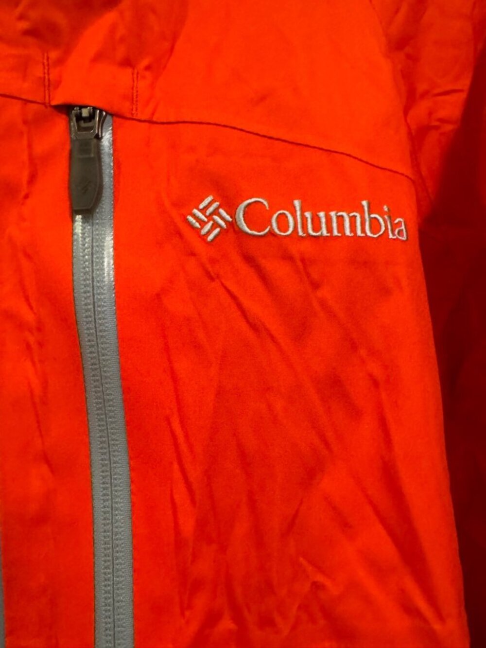 Columbia Mens Orange Rain Jacket With Hood Size L Lightweight Water-Resistant - Picture 3 of 7